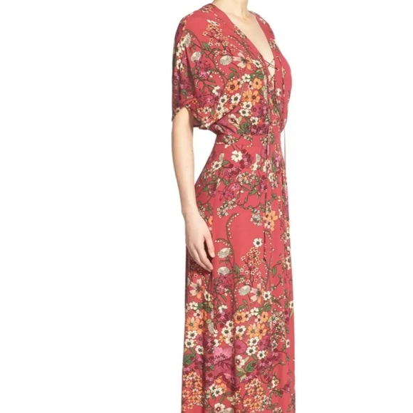 NEW WAYF Where Are You From Maroon Floral Maxi Dress Women's Size Small - Picture 4 of 16